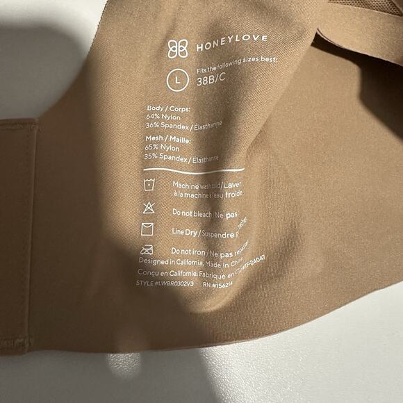 HoneyLove Womens Crossover Bra Wireless Size Large 38B/C in Sand Comfort - Picture 4 of 6